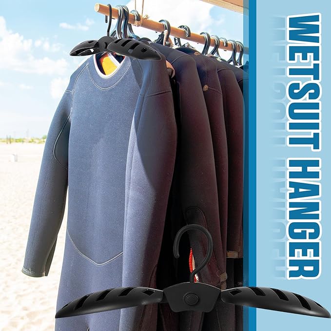 Maitys 4 Pcs Foldable Wetsuit Hanger Fast Dry Surfing Suit Hangers Folding Vented Hanger for Men Women Suit Diving Accessories