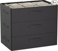 CYhom 3Pcs Under Bed Storage Bins with Metal Frame - Shoe Organizer for Closet with Clear Cover Oxford Fabric Sturdy Underbed Container Foldable Stackable Clothes Organizer (Black, 23.5x15.7x6.3)