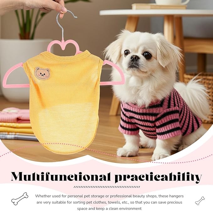 24 Pcs Pink Dog Clothes Hangers 13'' Non-Slip & 360° Swivel Pink Velvet Pet Hangers for Dogs and Cats Rustproof Metal Hooks, Space-Saving for Home Storage & Grooming Salons