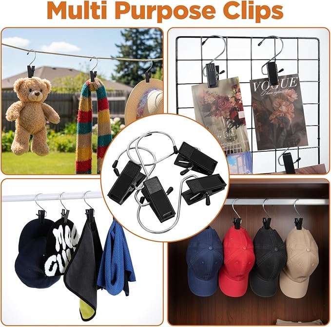 50 Pcs Heavy Duty Boot Hanger Clips, Multi-Function Laundry Hanging Hooks for Pants, Socks, Towels, Hats, Boots, Closet Organizer, Black