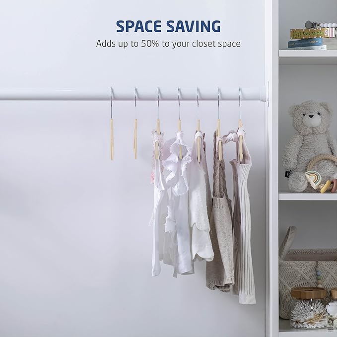 Zober - Baby Velvet Hangers - Premium Quality, Space Saving, Strong and Durable - Perfectly Sized For Babies 0-48 months - 11" wide - Ultra Thin Non-Slip Hangers 360 Chrome Swivel Hook [30 pack] Ivory