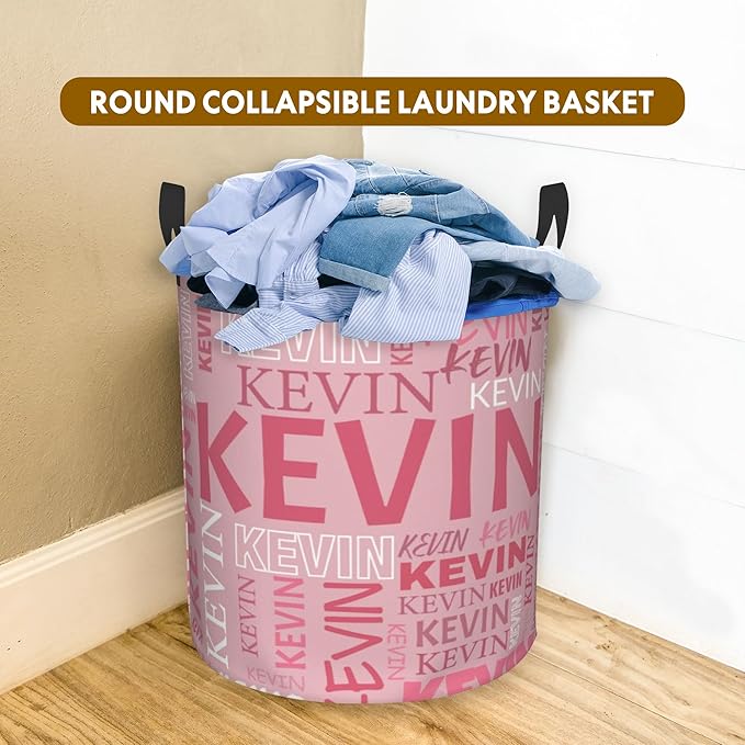 Custom Name Laundry Hamper, Personalized Dirty Clothes Hamper with Name for Bathroom Bedrooms Clothes Storage Organizer, Personalized Gifts for Boys Girls Men Women