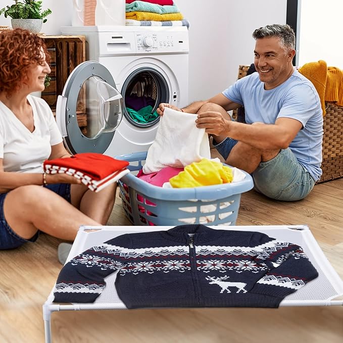 MADHOLLY Stable Sweater Drying Rack with Anti-Slip Protection - Stackable Mesh Clothes Drying Rack with Excellent Load-Bearing, for Quickly Dry Exquisite Sweaters Socks Toys