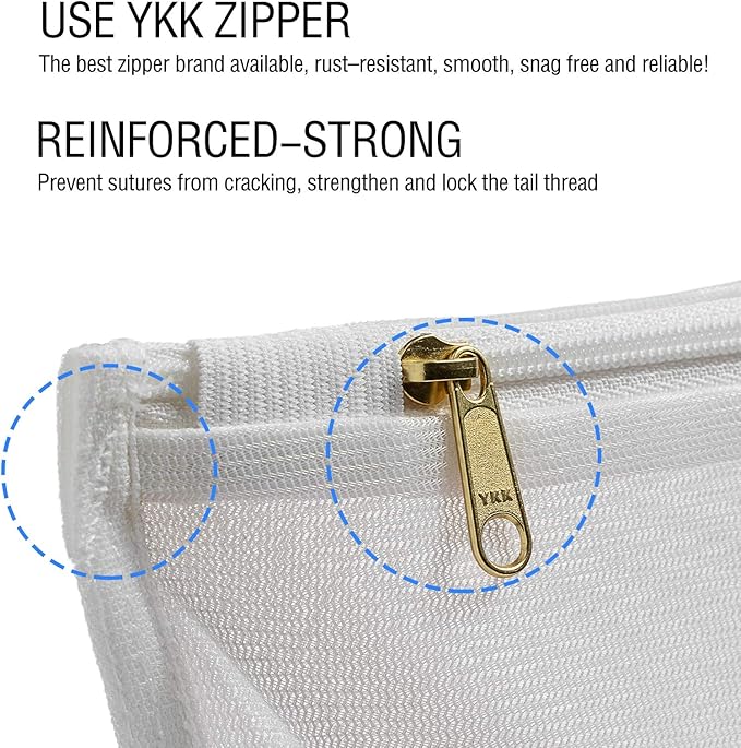 Large Capacity Sock Laundry Bag With Wire Construction Opening Use YKK Zipper Tote Bag Bathroom Hanging Suitable For Underwear, Socks Fine Mesh Laundry Bag 1 Grey