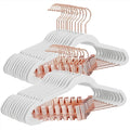 SONGMICS 24-Pack Velvet Pants Hangers, 16.7-Inch Long Coat Hangers with Rose Gold Colored Movable Clips, Heavy-Duty, Non-Slip, Space-Saving, for Pants, Skirts, Dresses, White UCRF014W01