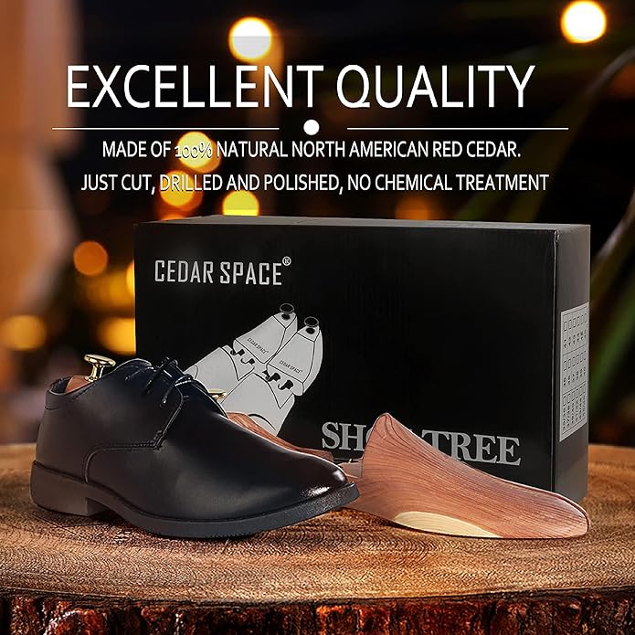 Cedar Space Cedar Shoe Trees for Men, 7.5-14 Sizes Cedar Shoe Trees, 2 Pairs Wooden Shoe Stretcher Tree