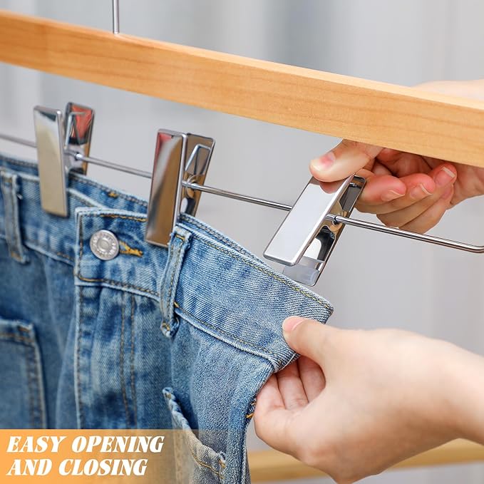 4 Pcs Kilt Hanger 20 Inches Wooden Duty Skirt Hangers with 4 Clips for Closet (Wooden Color)
