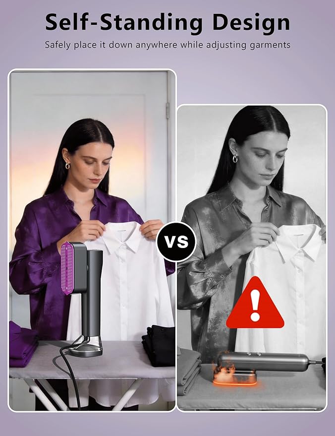 Steamer for Clothes,Portable Handheld Garment Steamer, 200ml Capacity,1000W 15s Fast Heat-UP, Leak-Proof Fabric Quick Wrinkle Remover Ceramic Panel, 2-in-1 Dry & Wet Iron for Home and Travel -Purple