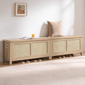 SICOTAS Rattan Storage Chest Set of 2-39.4" Storage Bench for Bedroom, Boho Storage Truck with 2 Safety Hinges and Flip Top for Living Room Entryway, Supports 220 lb, Light Oak, 2 PCS