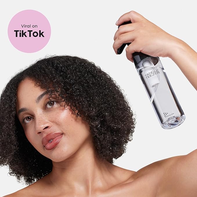 TANGLE TEEZER Fine Mist Continuous Spray Bottle, Reusable and Refillable, for Hair Detangling and Styling, 10.1 oz, Black