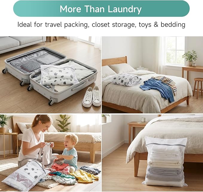 GOGOODA XL Mesh Laundry Bags, 4-Pack Large Wash Bags for Sweaters & Delicates, Fine Mesh for Washing Machine