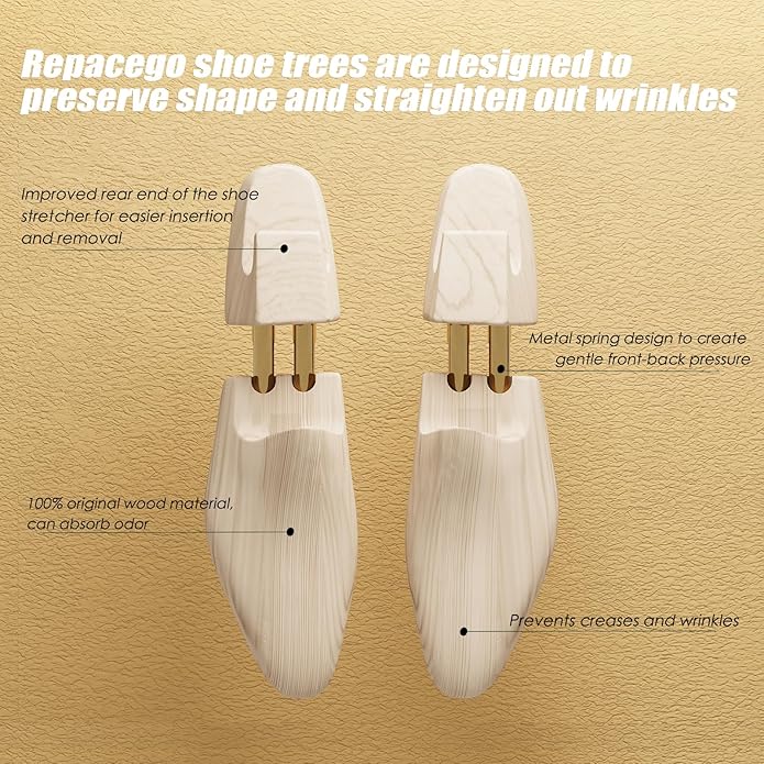 Wooden Shoe Tree for Men Women, Shoe Trees for Sneakers Leather Shoe Shaper for Wide Feet
