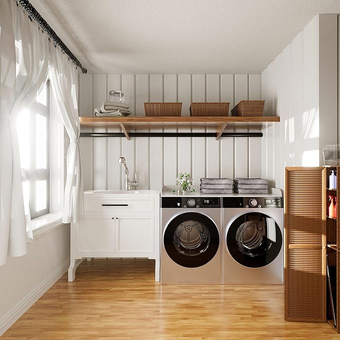 FlyGeneral Washer and Dryer Countertop, 27.5" x 54" White Quick-Install Washer and Dryer Countertop for Organizing The Laundry Room.