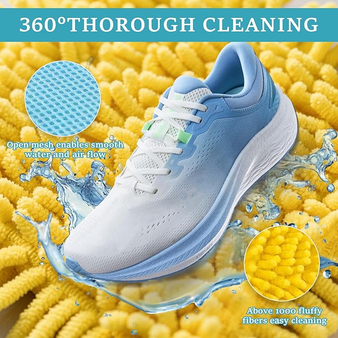 Shoe Washing Machine Bag - 2Pack Laundry Shoe Bag for Washer and Dryer, Reusable Shoe Cleaning Bag for All Shoe Sizes, 360° Deep Clean for Tennis Shoes, Sneakers, Includes 1 Brush (Yellow)