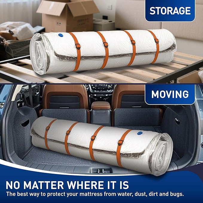 Mattress Vacuum Storage Bag for Memory Foam, Latex and Hybrid Mattress, Easy Moving and Storage (King/Cal King Size)