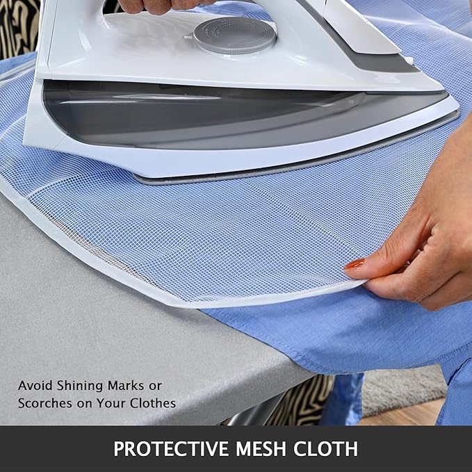 SheeChung Ironing Board Cover and Pad 22“x57”,Thick Iron Board Cover with Padding,Heat Reflective and Scorch Resistant,Wide Ironing Board Cover with Adjustable Fasteners and Velcro,Silver Grey