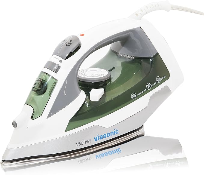 Elite 1500W Steam Iron - Anti-Drip & Self-Cleaning, Anti-Calcium, Vertical Steam - Stainless Steel Soleplate - XL 300ML Tank - Steam, Spray, Dry - ETL Listed by Unity