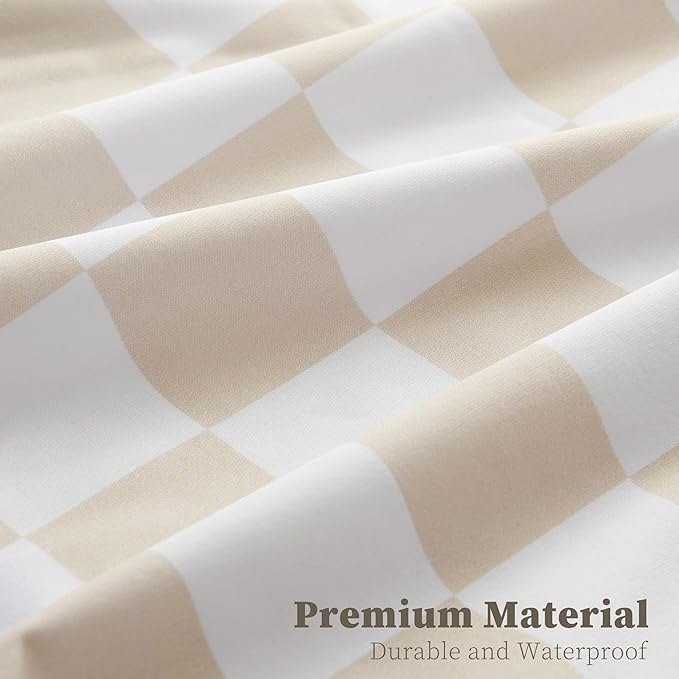 Checkered 2 Pcs Large Travel Laundry Bags for Dirty Clothes, Aesthetic Trendy Waterproof Washable Laundry Bag with Handle for Travel, Gym, Swimming Pool, Beige