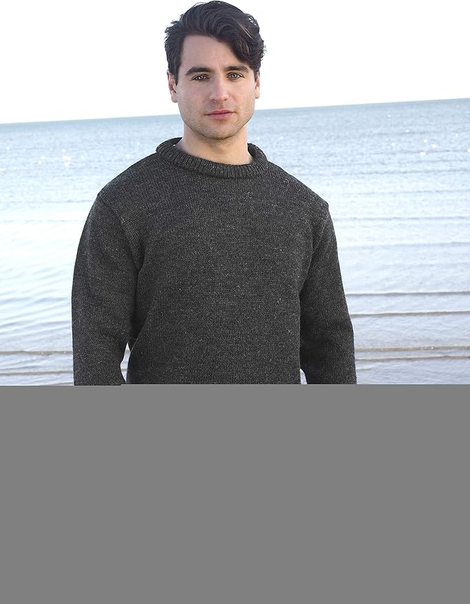 Aran Crafts Plain Crew Neck Sweater (100% Wool)