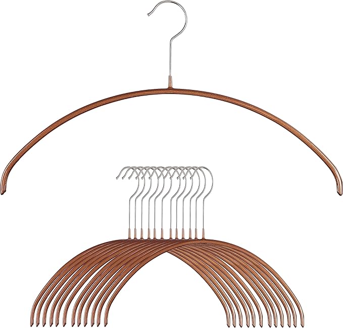 Mawa by Reston Lloyd Euro Series Non-Slip Space Saving Steel Clothes Hanger for Shirts, Dresses, Sweaters, Style 40/P, Copper, Set of 12