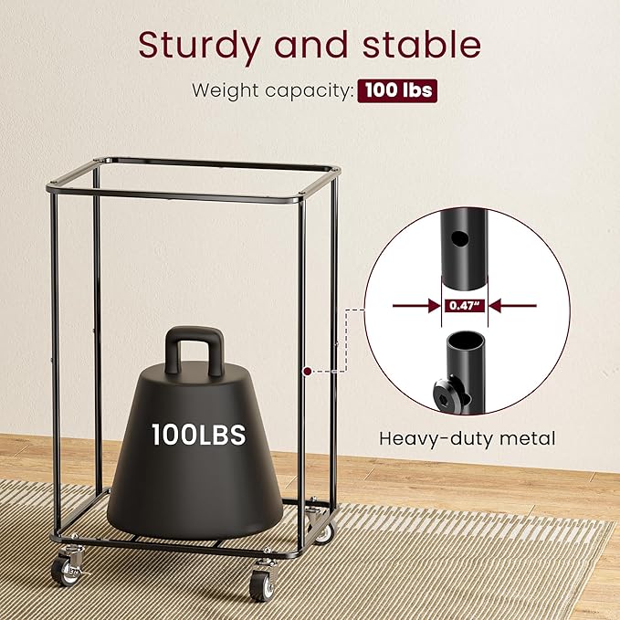 150L Rolling Laundry Basket with Wheels, Double Laundry Hamper with Lid and 2 Removable Bags, 2 Section Large Dirty Clothes Hamper for Laundry Room Bedroom Bathroom Dorm 19.7"Wx15.7"Dx31.9"H, White