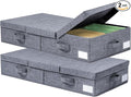 Modern Grey Under Bed Storage Boxes, 2 Pack, 33.1 x 16.1 x 6 Inch, Large Capacity, Durable, Collapsible, Water Resistant