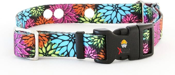 Extreme Dog Fence Replacement Containment and Training Collar Strap for Most Underground Electric Dog Fence Brands - Flower Days (Small: 10" - 12" x 3/4")