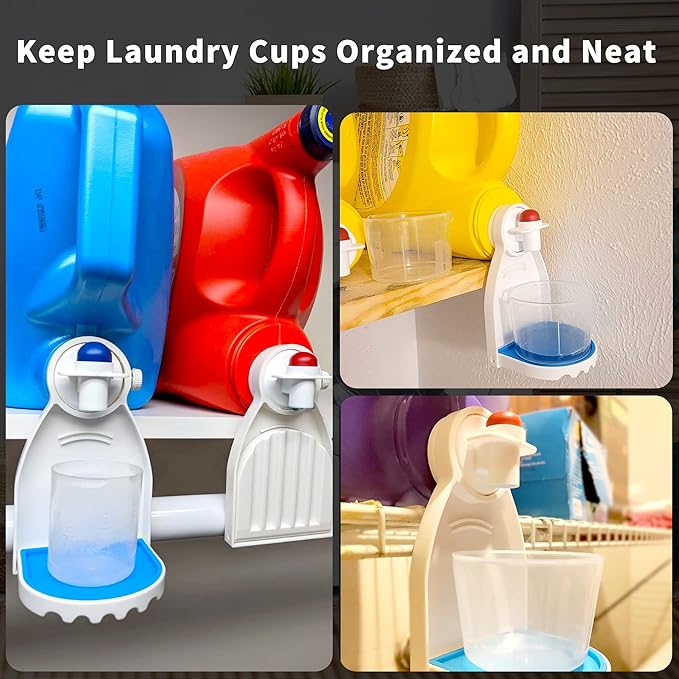 2 Pcs Laundry Detergent Cup Holder Fabric Softener Drip Catcher Soap Holder Tray Cup Stand Container Laundry Soap Station Organizer White