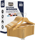 Utopia Home Premium Wooden Hangers 80 Pack - Durable & Slim Coat Hanger - Suit Hanger with 360-Degree Rotatable Hook - Wood Hangers with Shoulder Grooves (Natural Color)