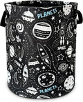 Space Planets Laundry Basket Rocket Spaceship Foldable Oxford Cloth Funny Tote Bag Laundry Hamper Clothes Storage Bucket Toy Organizer For Bathroom/Laundry Storage/Bedroom 18.9x16.5 In