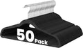 HealSmart 50 Pack Heavy Duty Velvet Hangers, Non-Slip Flocked Felt Hangers with Shoulder Notches, Hangers for Coats, Pants and Dress Clothes, Black