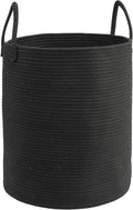 Woven Cotton Rope Laundry basket-15”X20” Laundry Hamper-Rope Storage Basket for Dirty Clothes, Toys and Blankets Perfect for Bathroom, Baby nursery and Living Room Storage (black)
