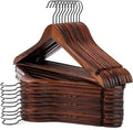 JS HANGER Wooden Hangers 20 Pack, Retro Wood Suit Hangers with Non Slip Shoulder Grooves, Clothes Hangers for Coats, Shirts, Jackets, Pants, Suits
