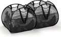 TECHMILLY Collapsible Mesh Pop Up Laundry Hamper with Strong Handles, Large Opening Clothes Hamper with Side Pockets, Storage Baskets for Dorm, Laundry Room, Bathroom or Travel (Black, 90L, 2Pack)