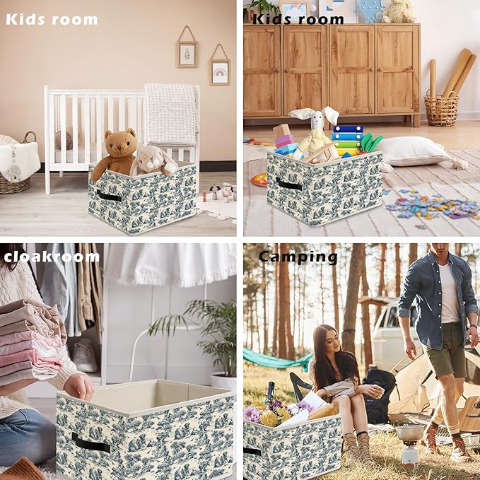 Blue and White Chinoiserie Botanical Labrador Retriever Storage Bin Box with Handles, French Country Lab Dog Foldable Organizer Basket Toybox for Home Bedroom Bathroom Clothes Toys Books