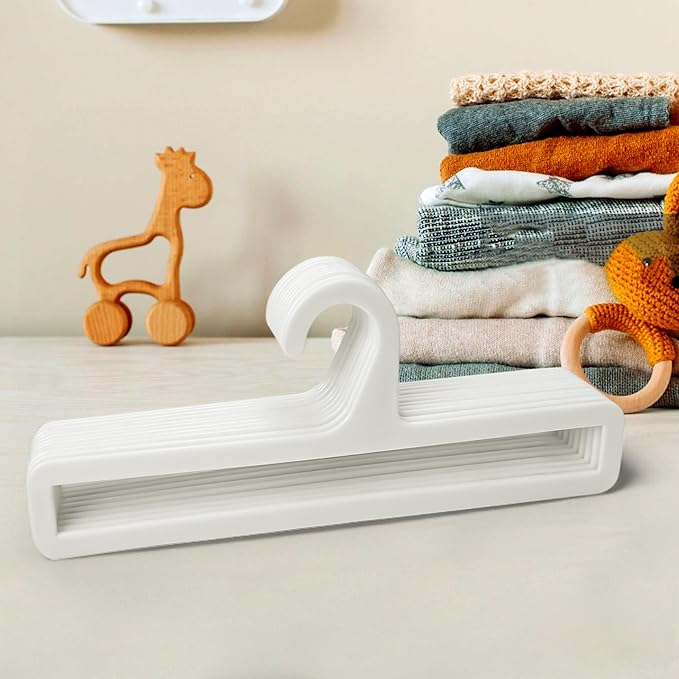 Pack of 50 White Plastic Towel Hangers 10 Inch / 25.5 cm for Retail Display, Multifunctional Storage Rack for Hanging Storing Scarve, Sock, Legging, Tie, Shawl, Belt, Clothes, Wardrobe Organization