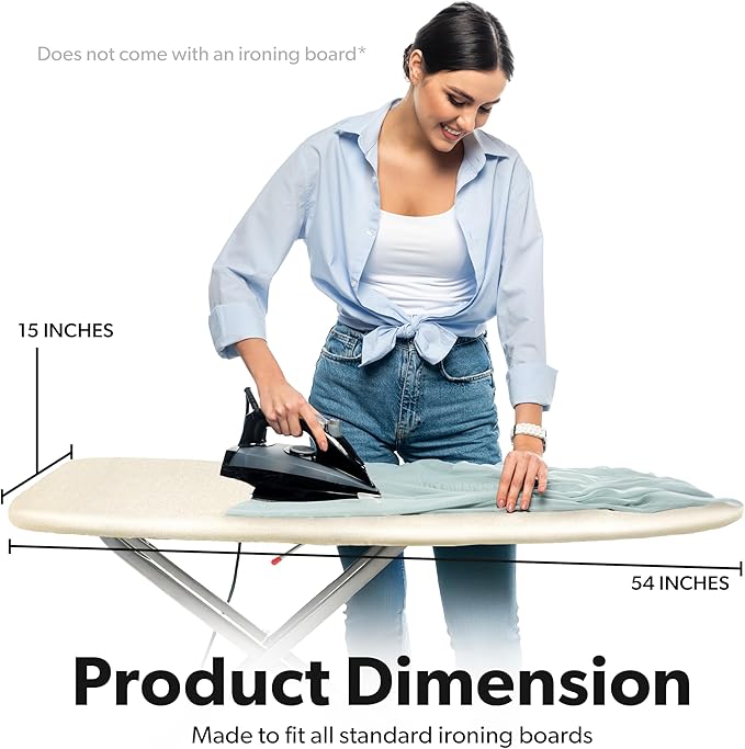 Home Intuition Extra Thick Ironing Board Cover and Pad Iron Scorch Resistant with Hook and Loop Secure Fastener and Elastic Edge,15x54, Standard Size Coated Thick Padding, Biege