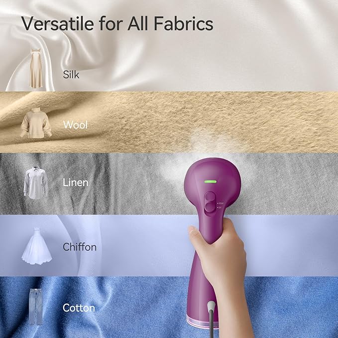 HiLIFE Steamer for Clothes, Handheld Portable Design, 1100W Powerful Steam, 300ml Larger Tank & No Leak Tech, 30S Fast Heat-up, Quick Wrinkle Remover, Compact Size for Travel, ONLY 120V-Orchid Purple