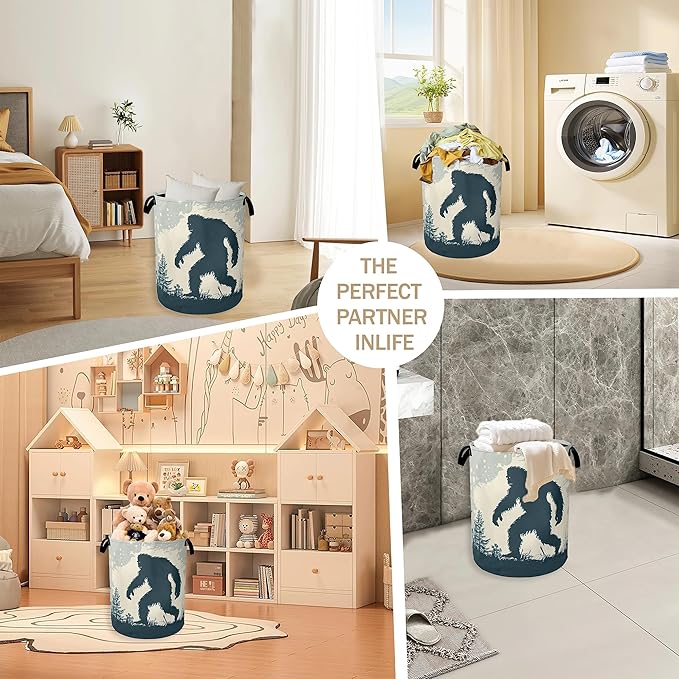 Big Foot Laundry Hamper,Retro Forest Collapsible Laundry Baskets,Waterproof Oxford Cloth Laundry Room Organization for Bedroom,Bathroom,Nursery,16x20 Inch