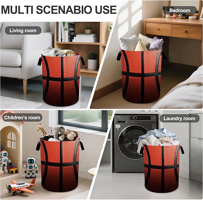 Basketball texture Laundry Basket Laundry Hamper With Handles Collapsible Laundry Baskets Storage Basket For Room Bathroom Bedroom Decor