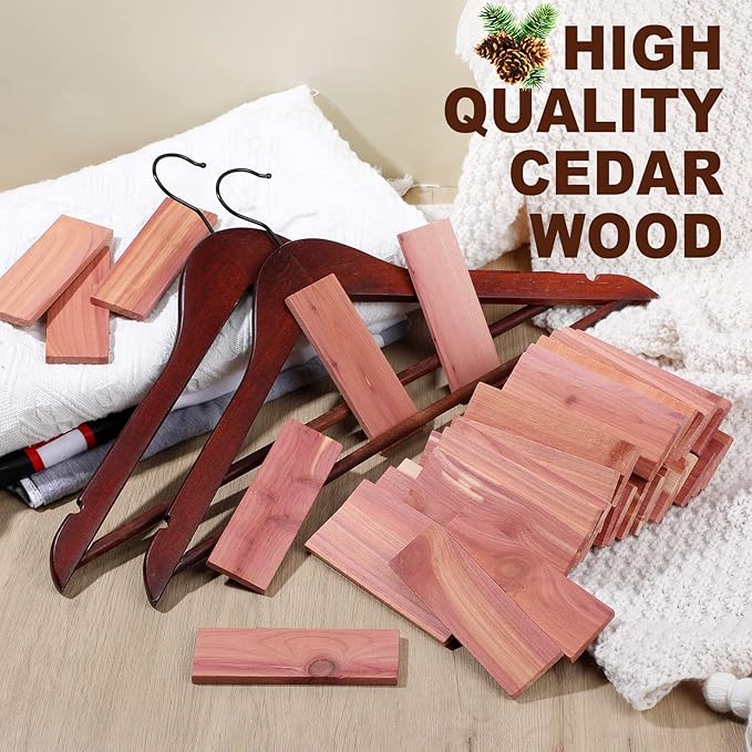 Fumete 100 Pcs Cedar Blocks for Clothes Storage Aromatic Cedar Balls Cedar Blocks for Closet Red Wood Planks Natural Cedar Accessories for Drawers and Closet Storage