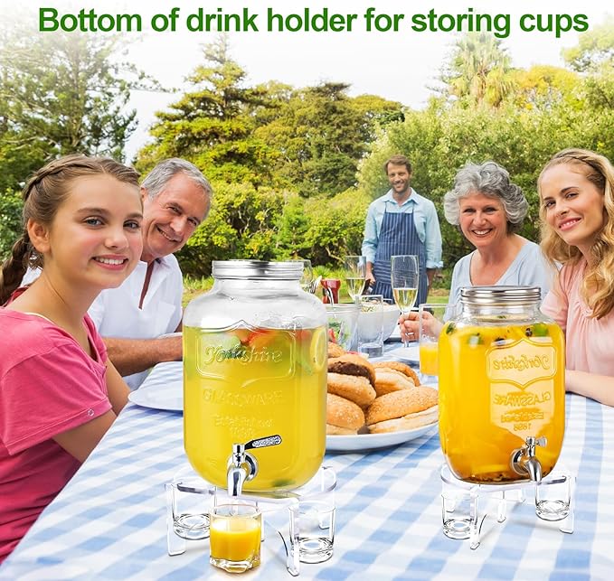 2Pcs Glass Drink Dispenser Stand, Acrylic Stands,Fit Max 8.7 Inch Diameter of Beverage Dispenser Holder, Water Dispenser Stand for Parties and Events, Plant Stands, Cake Stand