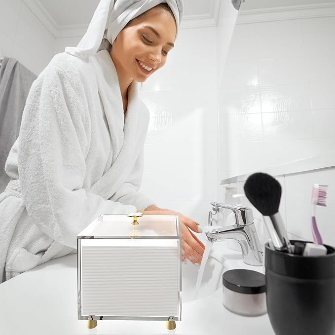 Disposable Facial Towel Holder Acrylic Storage Box Compatible with Clean Skin Club Clean Towel XL，Acrylic Face Towels Holder for Face Towelettes Bathroom Counter Storage, Organizer (Only box)