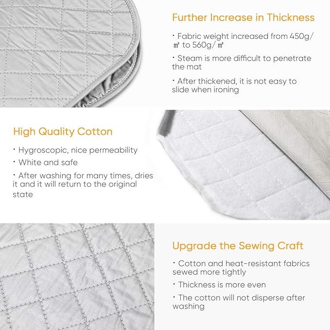 Ironing Mat Ironing Blanket,Upgraded Thick Portable Travel Ironing Pad,Isolate Heat Pad Cover for Table Top,Washer,Dryer,Countertop,Bed,Small Iron Board Mat Iron Pad for Ironing-19 x 33" (3Piece)