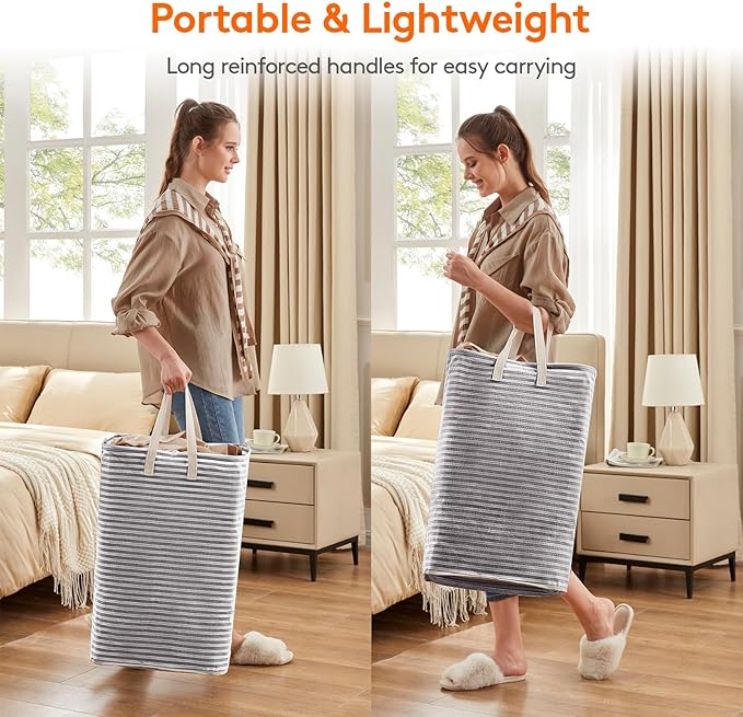 Lifewit 2 Pack Laundry Hamper Large Collapsible Laundry Baskets, Freestanding Waterproof Clothes Hamper with Easy Carry Handles in Laundry Room Bedroom Bathroom College Dorm, Black, 2 x 80L