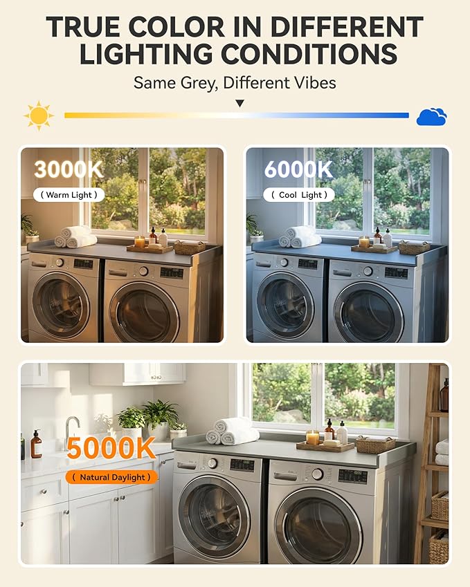 Premium HDPE Washer and Dryer Countertop 54"x27.5" – Waterproof washer dryer topper for Laundry Room Organization, Washer Dryer Countertop for Folding Clothes, Sorting & Extra Storage，Warm Grey
