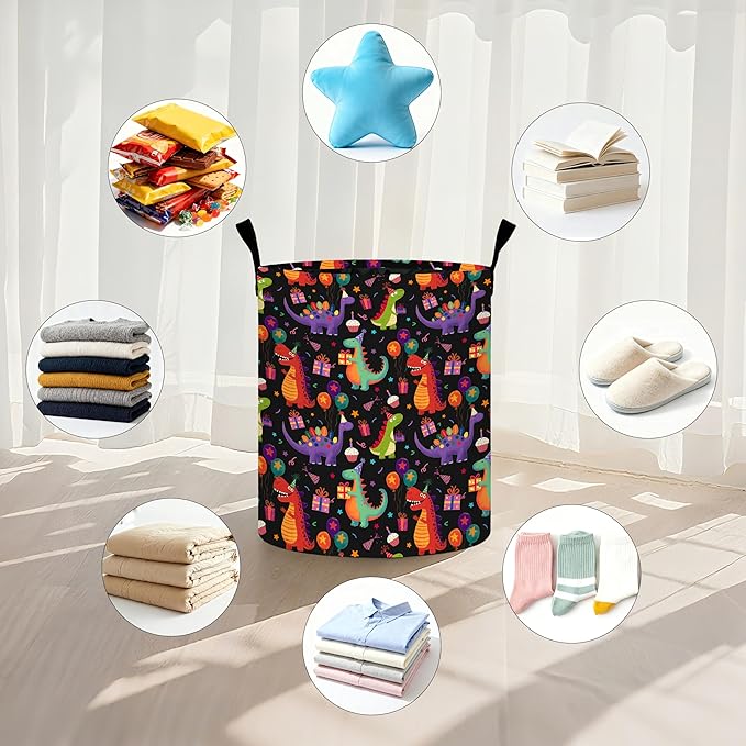 Dinosaurs Laundry Basket Storage Bin Foldable Laundry Hamper Clothes Storage Bucket Organizer 19.6x15.7 Inch For Laundry Room/Bedroom/Bathroom