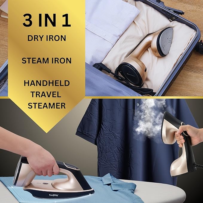True & Tidy DuoPress XL 2-in-1 Clothes Steamer & Iron, 1600W Powerful Turbo Steam, Large Ceramic Plate, Smart Temperature Control, 3 Steam Modes