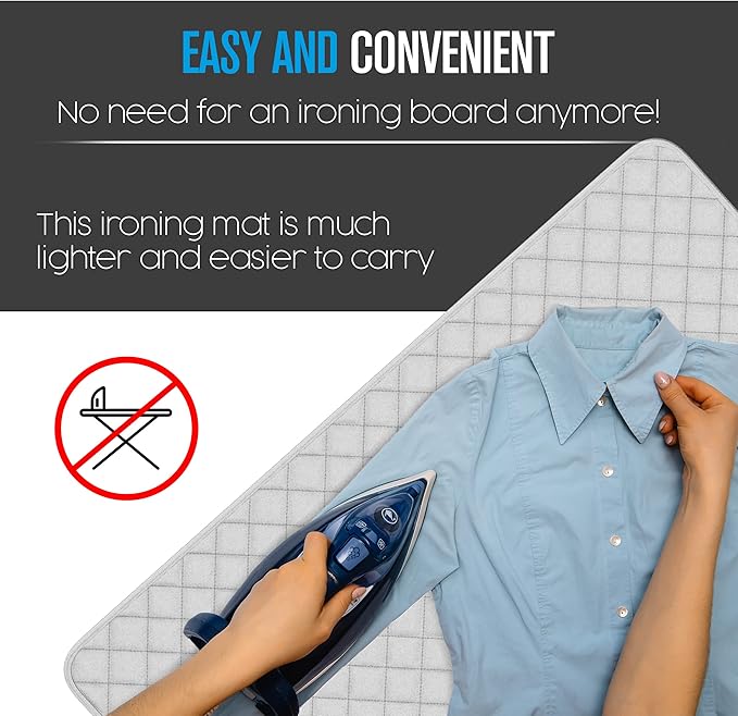 Houseables Ironing Mat, Ironing Pad, Iron Mat, Iron Pad, Dryer Top Protector, Magnetic, Portable, Blanket Cover for Table Top, Countertop, Washer, Travel Board, Quilting, Cloth, Wide, Thick, 33 x 17