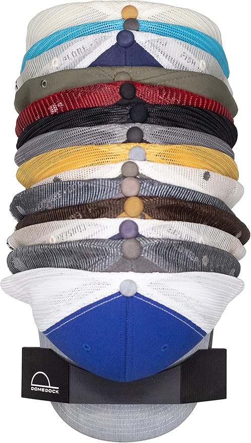 Dome Dock The Original USA-Made Hat Rack and Compact Hat Organizer for Wall Installation, 20 Hat Capacity, Black